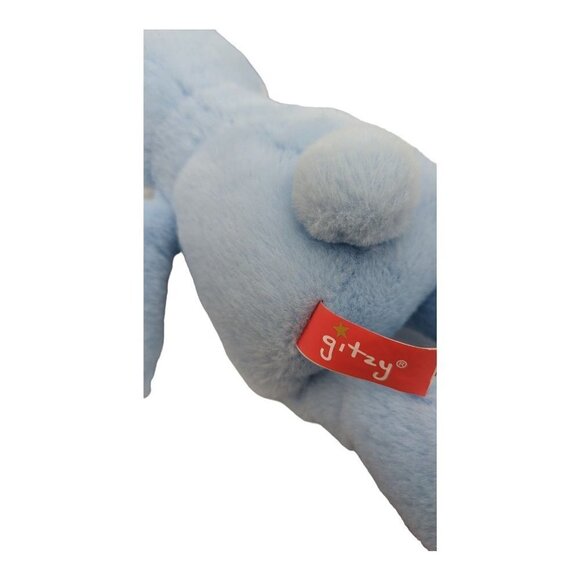 Gitzy Baby Bunny Rabbit Blue White Rattle 14" Plush Stuffed Animal  satin ears - Picture 7 of 8